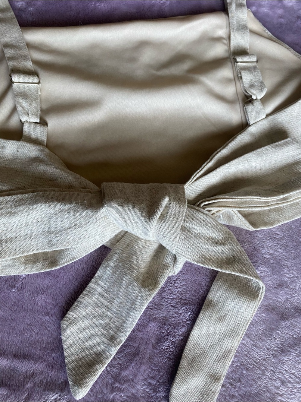 Altar’d State Beige Linen Blend Tie Back Crop Tank Top XS - Picture 4 of 9